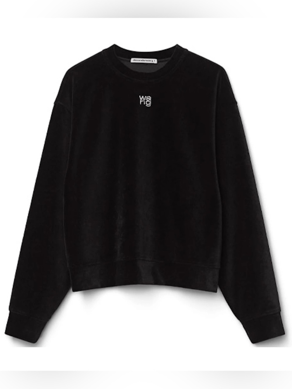 Alexander Wang.T Velour Hotfix Logo Sweatshirt Black Size M Womens Oversized